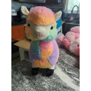 April The Alpaca Tie Dye Rainbow Sorbet  Stuffed Plush Peek-A-Boo Toy